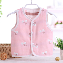 8 months to wear baby Autumn vest Korean version of childrens daily six-layer gauze childrens clothing Green 2 months 7 months