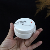 Creative flat cosmetic porcelain box Medicine powder hand-packed round cream box 50g sealed storage ceramic gift box