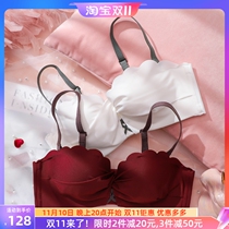 cbw bra set small chest shows big gathering sexy lace no steel ring thin section adjustable sweet underwear women