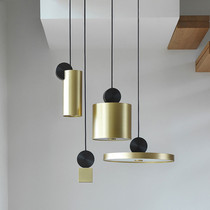 Nordic metal brass chandelier single head combination restaurant bar LED modern simple net brown in bed head chandelier