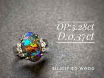 Sold Opal Island Australian Iron Opal Wood Fossil Seven-color Electric Light Rare Neon Blue Ring