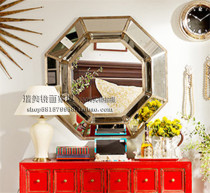 European American Octagonal Three-dimensional decorative mirror restaurant hallway hanging mirror fireplace porch mirror bedside wall decoration customized