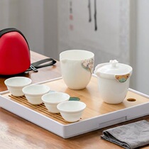 Travel Ceramics Express Guest Cup Teapot White Porcelain Kung Fu Tea Suit A Pot Four Cups Home Small Suit Outdoor Tea