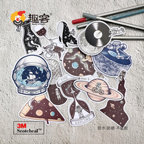 Fun guest space walk sticker suitcase notebook sticker skateboard bicycle luggage waterproof 3M sticker