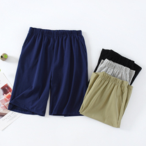 Ice silk cotton mens summer pajamas shorts cotton thin five-point casual sports ice porcelain cotton home pants big pants