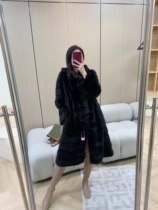 New mink fur coat womens whole mink mid-length large size hooded mink fur coat special sale clearance live benefits