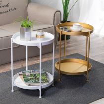 Nordic minimalist iron art double layer small tea table edge a few corners a few small round tables living-room mini sofa round small side table