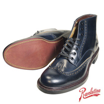 Nissan Maker handmade shoes Horween Ma Tun leather medium high carved shoes navy blue