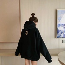 Sweater 2020 new female spring and autumn thin loose Korean hooded long lazy black top tide ins