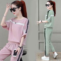 Tide brand cotton linen women leisure sports set women 2021 summer new fashion thin thin linen two-piece