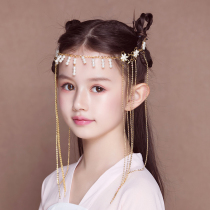 Childrens hair accessories Hanfu Chinese style girls forehead ornaments exotic style eyebrows head jewelry little girl ancient wind tassels