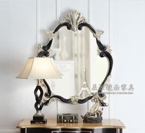 American Neighborhood Villa Decorative Mirror Eurostyle Luxury Dresser Cosmetic Mirror Makeup Mirror Solid Wood Carved Mirror Custom Hanging Mirror