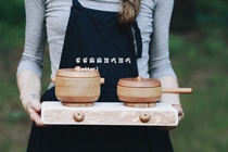 4better1 warm handmade wooden kitchen toy over home gas stove and two cute little pot spot