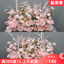 New wedding high-grade flower Miscanthus flower row simulation flower finished flower flower wall table road guide flower background hanging flower