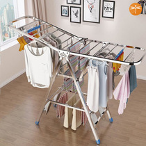 Clothes rack Floor Folding Rack Iron Rack Clothes Rack Multi-function Cool Covered Outdoor Thickening