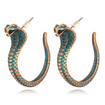 Ancient vintage retro snake earrings Bohemia punk harbor style Hepburn ear jewelry personality design sense