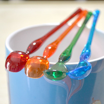 Japan KM color Coffee short handle acrylic milk spoon ice lime tea mixing stick Spoon juice mini spoon 4