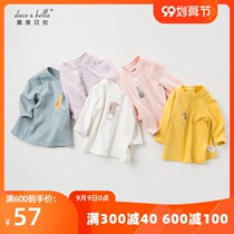 davebella David Bella baby childrens clothing spring and autumn boys and boys baby cartoon print cotton long sleeve T-shirt
