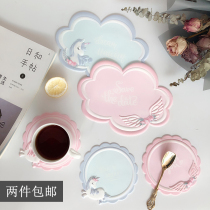 Soft Silicone Cup Mat Creativity Cute Pink Young Girl Hearts Dreamy Waterproof Tea Cup Mat Pvc Anti Slip Heat Insulation Bowl Mat