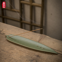 Incense tray ceramic creative household sandalwood thread incense cut bamboo leaf lying Point device table incense seat fragrant Road incense oven