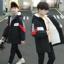 Boys coat autumn and winter clothes 2022 new childrens clothing Parker clothes boys plus velvet padded cotton clothes spring and autumn