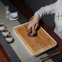 Yanxiangfang melamine tea tray Large household simple Kung fu water storage tea set tray Bamboo water storage tray accessories