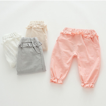 Female baby anti mosquito pants summer thin cotton linen baby bloomers children summer loose little girl pants foreign gas