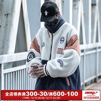 National Tide brand lamb wool cotton coat men winter loose plus velvet padded cotton 2021 new color matching couple coat