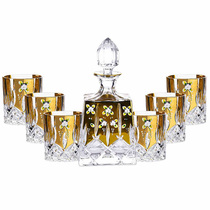 European style gold enamel flower wine glass wine wine bottle bottle set home creative crystal glass wine bottle