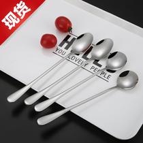 Stainless steel cutlery t spoon sweet fruit rare rice porridge with long handle spoon coffee spoon Children round spoon