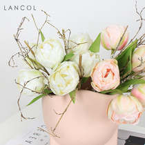 Lancol simulation flower white snow branch tulip mini cute model room window table decoration fake flower silk flower