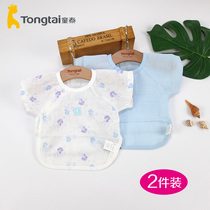 Tongtai half back clothing summer cotton thin short sleeve gauze 2 pieces of monk clothes top newborn baby clothes