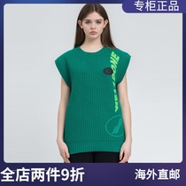 (Official website spot) we11done green three-dimensional foam LOGO printing round neck knitted vest sweater female