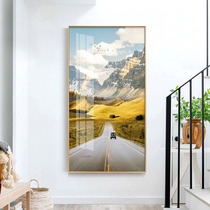 Nordic style porch decorative painting living room hanging painting modern simple aisle corridor vertical photography fresh landscape mural