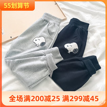 snoopy Snoopy Snoby child fluorescent strips long pants male and female child casual pants baby sports pants with long pants tide