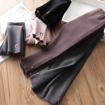 Integrated suede ~ Mori department girl gush with underpants winter new baby thickened warm and small foot pants pencil pants Han