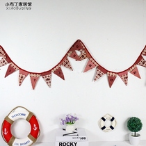 Wall Trim Color Flag Hanging Decoration Red Plaid Triangle Banner Decorated Wall Adornment Digital