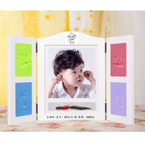 Lettering dustproof solid wood newborn baby hand and foot printing mud Baby hand and foot printing Hand and foot printing mud memorial gift