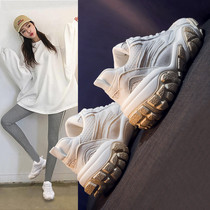 2020 spring new daddy shoes solid color lace-up sports casual shoes round head muffin ladies shoes tide X0311