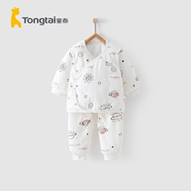 Tongtai autumn and winter 0-3 months new born baby men and women baby cotton kimono set lace cotton shirt pants