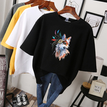 womens plus size 2022 Korean style slim summer t shirt womens loose short sleeve chubby girl half sleeve belly cover bottoming shirt