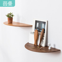 Inman home Black walnut polished semicircular partition round wall shelf Solid wood wall shelf