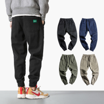 Tide brand sweatpants mens trend ins large size tie casual closure small foot trousers elastic waist sports Haren pants