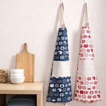  Hot sale cotton and linen apron fashion oil-proof cooking cooking waist Korean version of fabric home kitchen womens coat 