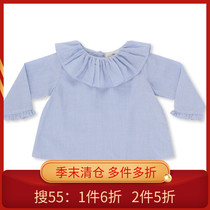  ▲Discount non-returnable Danish konges slojd striped fungus edge cotton shirt children 55