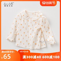 davebella David Bella baby childrens clothing spring and autumn girls Baby Cotton Cherry doll collar long sleeve T-shirt