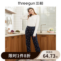 Three guns clearance pajamas womens cotton summer air conditioning pants Loose printing thin stretch cotton womens home pants