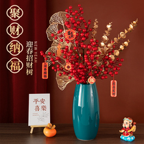 New year red fortune fruit tree fake flower simulation flower living room flower arrangement floral table decoration bouquet ornaments