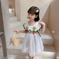 Next win girl dress summer 2021 New Korean version of foreign style Net red princess dress childrens mesh floral dress