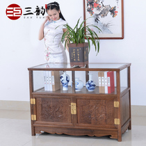 Sanyun mahogany furniture Ming and Qing classical solid wood container chicken wing wood glass display cabinet display case jewelry cabinet